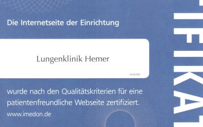 Lungenklinik Hemer belegt sehr gute Platzierung bei Wettbewerb “Deutschlands Beste Klinik-Website”